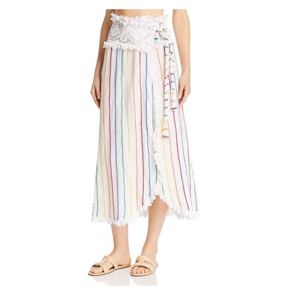 PLACE NATIONALE Womens Lace Tea-Length Accordion Pleat Skirt